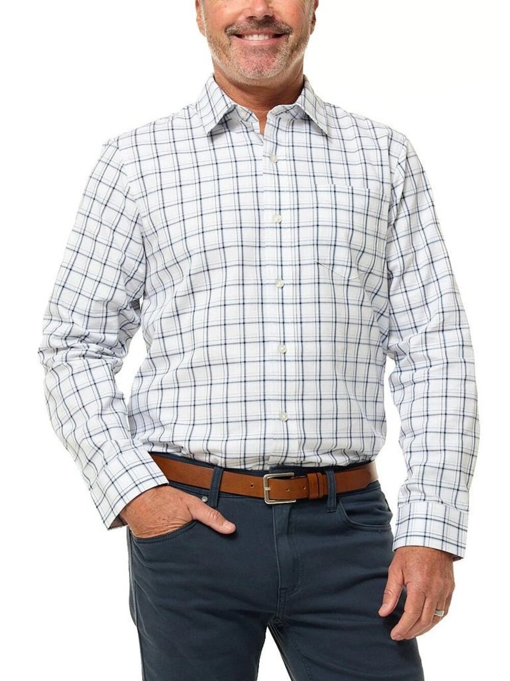 Dockers Men's Long Sleeve Button-Up Shirt color white size L